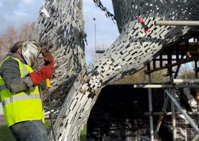 Welding the Andy Scott gipsy cob horse sculpture